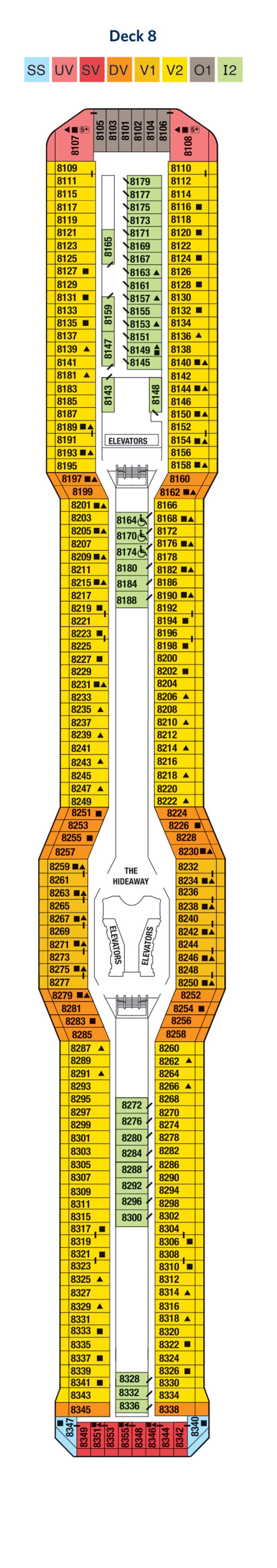 Deck plan of Deck 8
