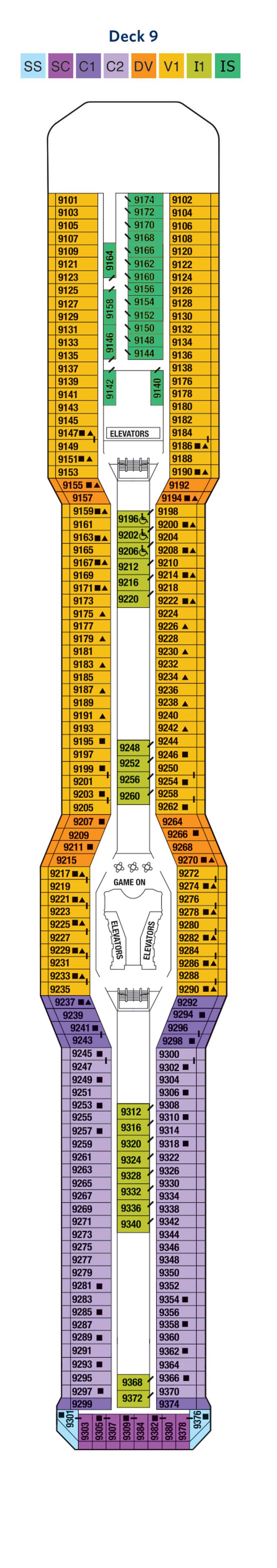 Deck plan of Deck 9
